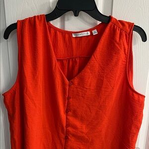 Notations Women's Vibrant Orange Sleeveless Blouse
